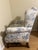 1980s Traditional Blue & White Toile Wingback Accent Chair For Sale - Image 10 of 12