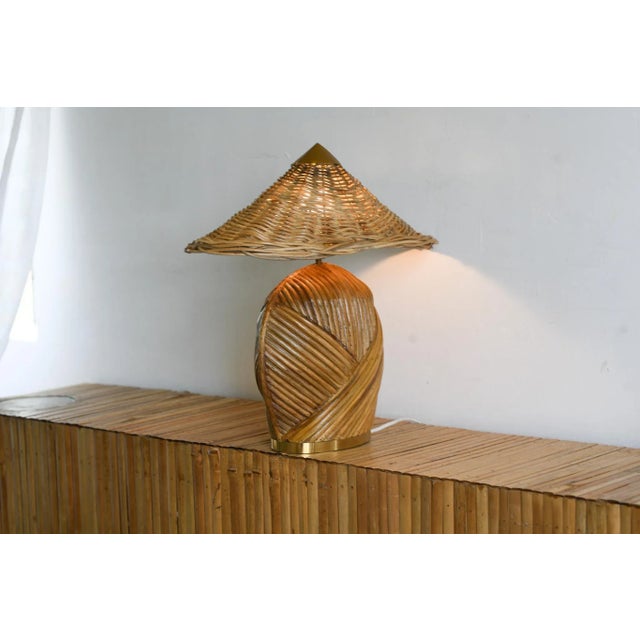 Contemporary Mid-Century Modern Pencil Reed Table Lamp For Sale - Image 3 of 5