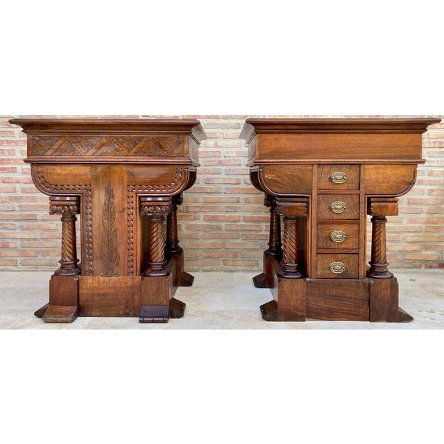 Pair of Spanish Empire Revival Console Tables with Spiral Columns, 1890s For Sale - Image 16 of 17