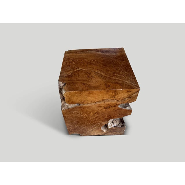 Andrianna Shamaris Sculptural Teak Wood Side Table For Sale - Image 4 of 5