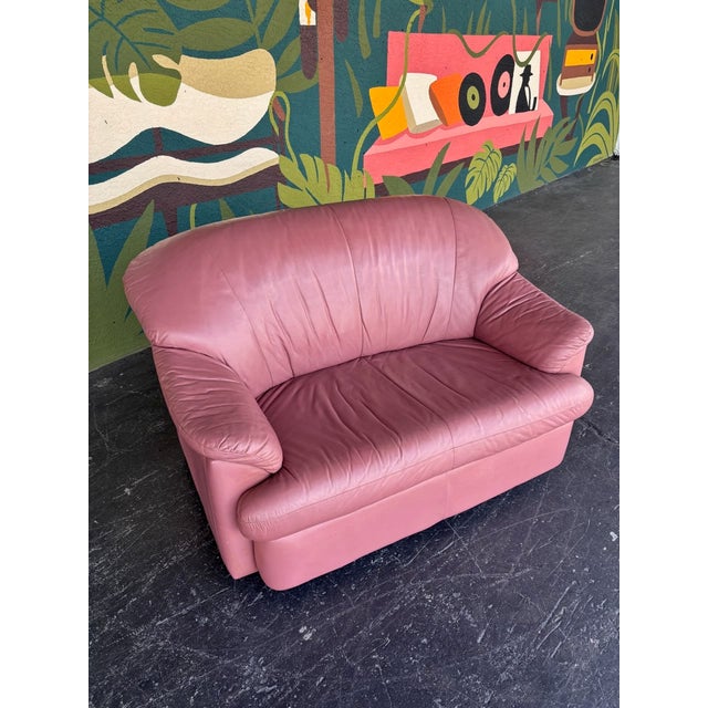 Postmod Pink Leather Loveseat W/ Otto For Sale In Tampa - Image 6 of 18