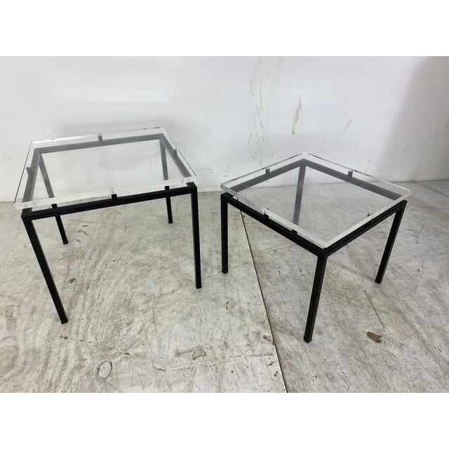 Vintage Modernist Acrylic Glass and Steel Side Tables, 1980s, Set of 2 For Sale - Image 4 of 11