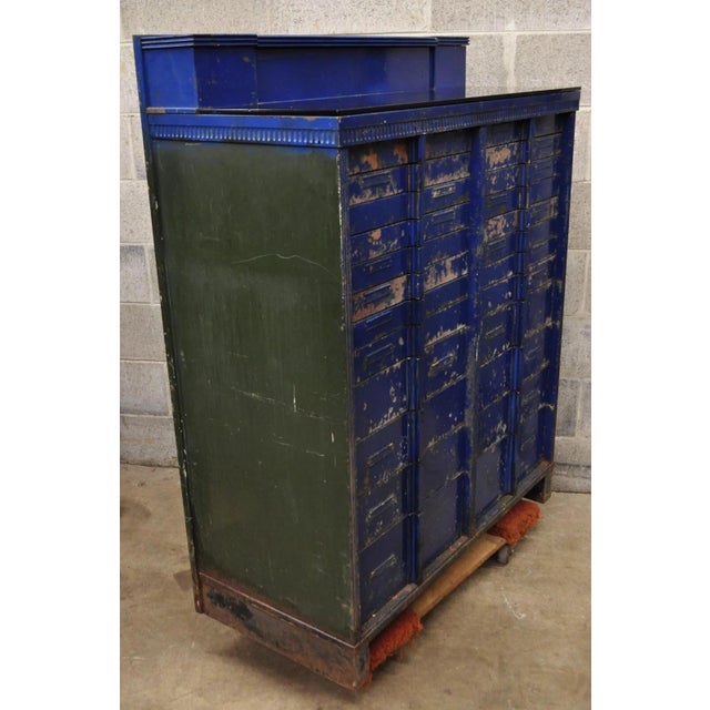 Metal Vintage American Cabinet Co Steel Metal 24 Drawer Blue Dental Medical Cabinet For Sale - Image 7 of 12