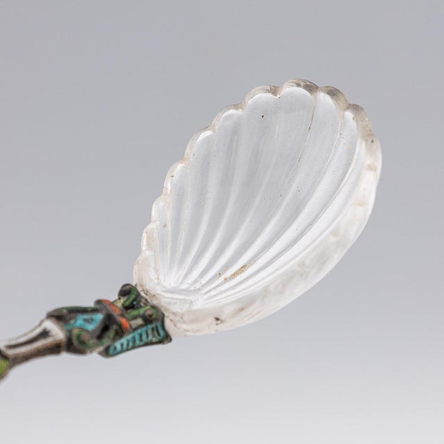 Antique 19th Century Austrian Silver, Enamel & Rock Crystal Spoons, 1880s, Set of 3 For Sale - Image 11 of 18