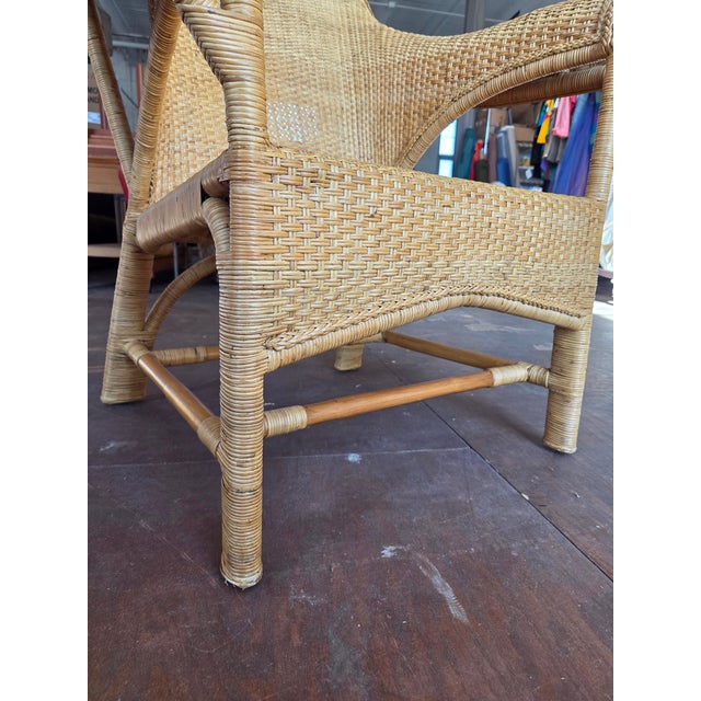 Vintage Arts & Crafts Wicker Rattan Armchair Attrb. Dryad and Co Uk For Sale - Image 13 of 13