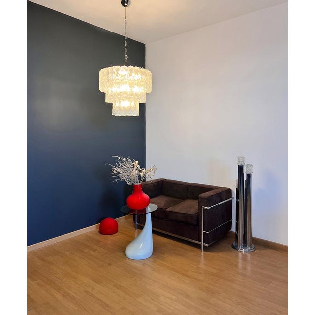 Large Three-Tier Murano Glass Tube Pendant Light from Venini, 1990s For Sale - Image 6 of 16