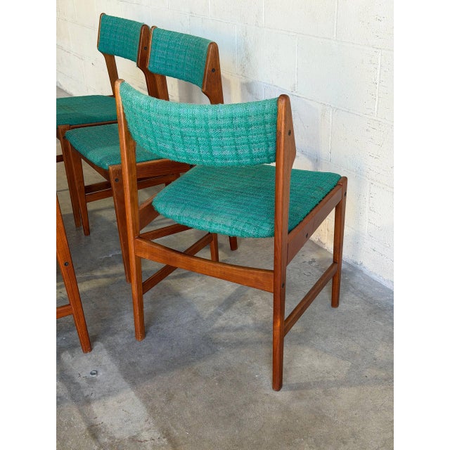 Teak Dining Chairs in Style of Erik Buch Organic Upholstered Seating Set of 5 Denmark 1960s For Sale - Image 4 of 10