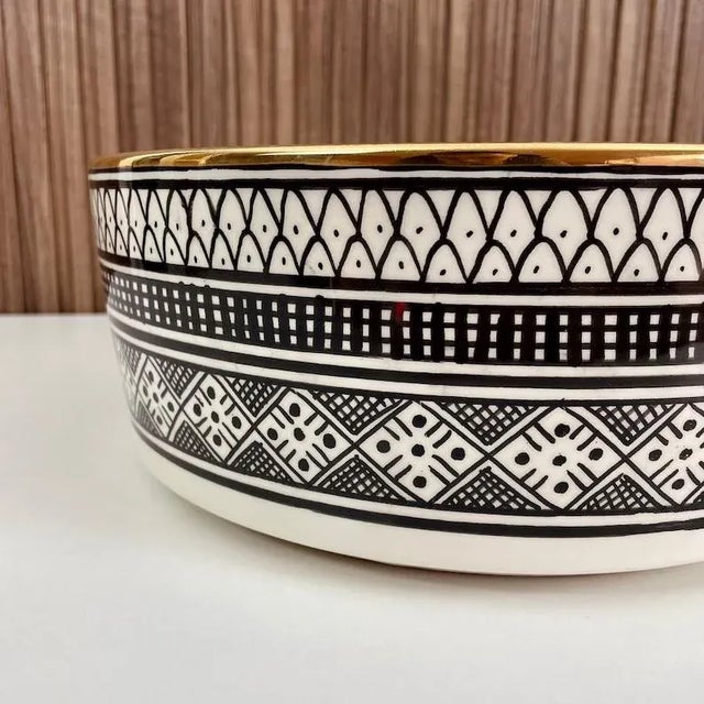 2020s Ghlali' 14k Gold Ceramic Bathroom Countertop Round Sink, Handmade For Sale - Image 5 of 6