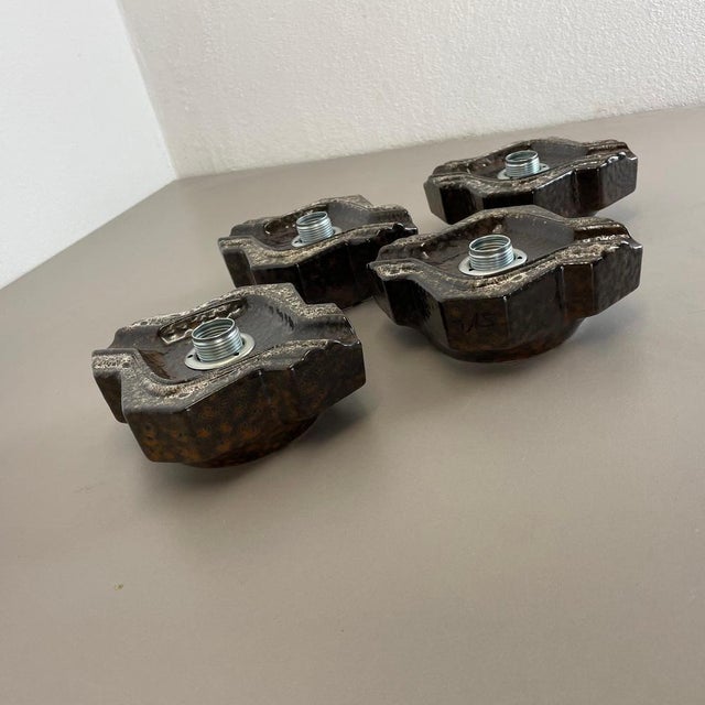 Fat Lava Brown & Beige Ceramic Wall Lights from Pan Ceramics, Germany, 1970s, Set of 4 For Sale - Image 13 of 18