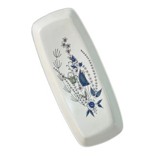 Mid-Century Stavangerflint Hand-Painted Ceramic Tray With Gardener Motif, Norway For Sale