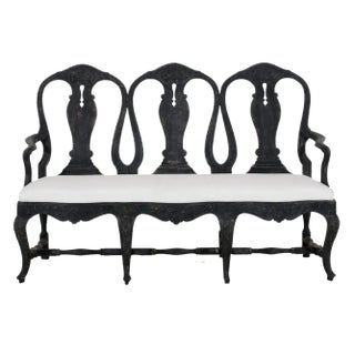 Rococo Style 3-Seat Sofa-Bench, Sweden For Sale