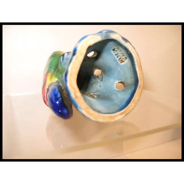 1930s Colorful Pottery Parrot Flower Frog Figural MCM Made in Japan For Sale - Image 9 of 9