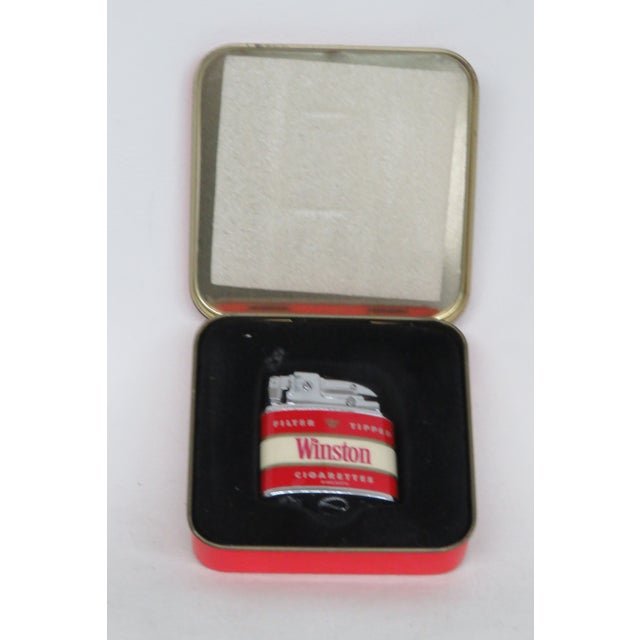 1990s 1994 Winston Cigarettes Lighter With Tin Case 40th Anniversary 4712b For Sale - Image 5 of 10