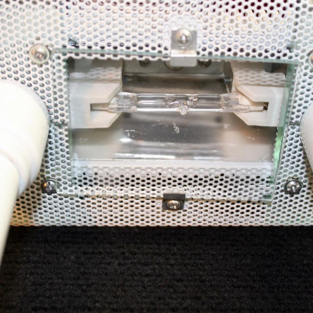 Kovacs Kovacs White Metal and Glass Bankers Desk Lamp For Sale - Image 4 of 6