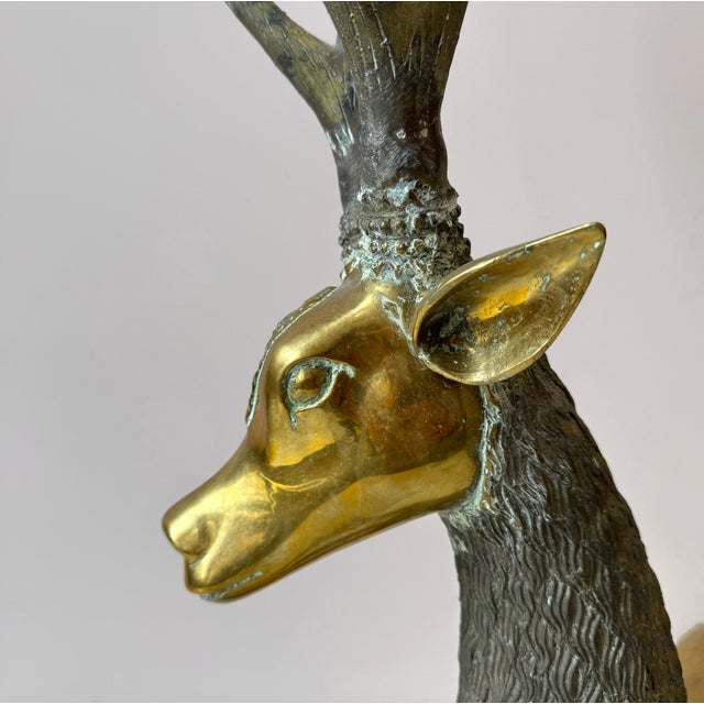 Vintage Extra Large Brass Deer Statue For Sale - Image 9 of 11