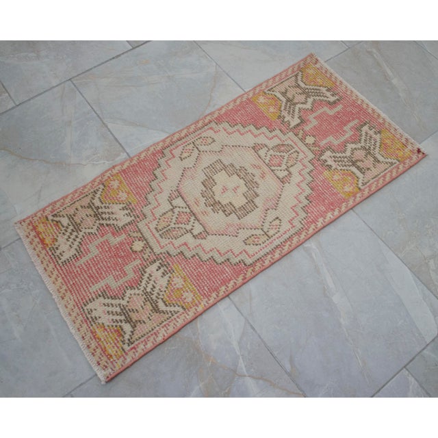 Hand Knotted Door Mat, Entryway Rug, Bath Mat, Kitchen Decor, Small Rug, Turkish Rug - 1′7″ × 3′4″ For Sale - Image 6 of 8
