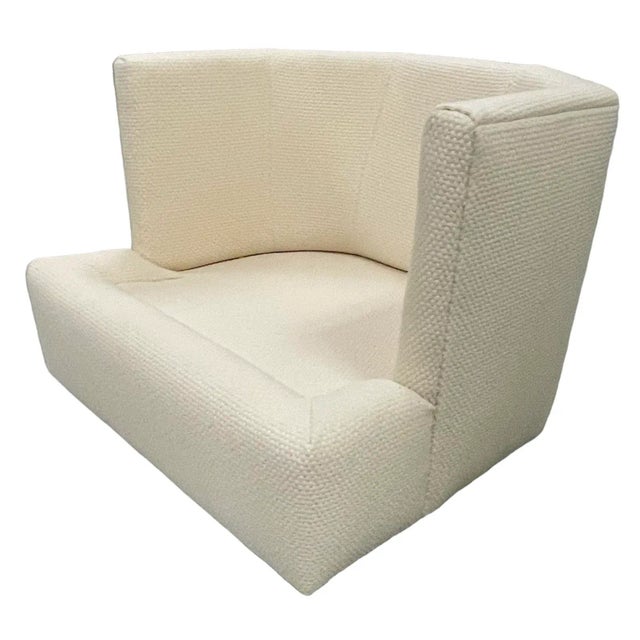 80's Directional Freshly Upholstered Swivel Chair For Sale - Image 9 of 10
