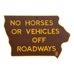Vintage Iowa Wood Road Sign No Horses