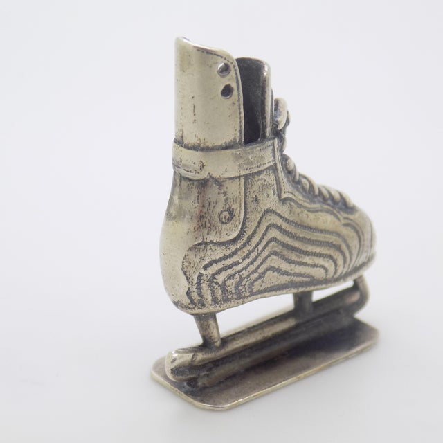 1980s Vintage Italian Handmade Genuine Silver Rare Ice Skates Dollhouse Miniature, Made in Novara (Italy) For Sale - Image 5 of 9