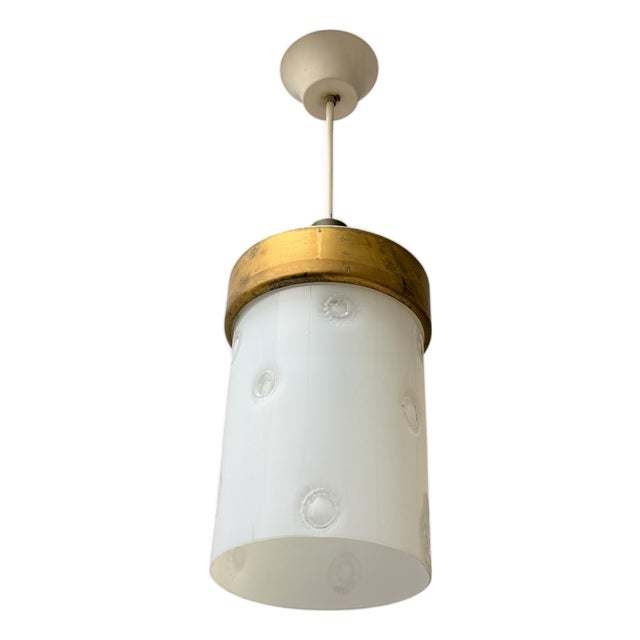 Mid-Century Modern Murano Pendant Lamp in Bronze and Milk Glass, 1960s For Sale