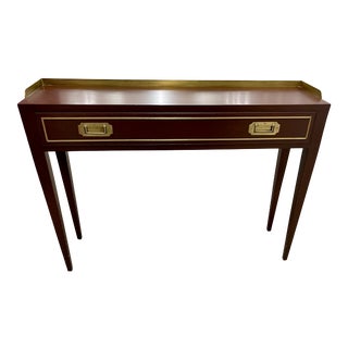 Narrow Console Table With Brass Accents For Sale