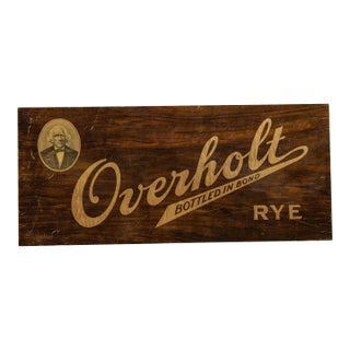 Vintage Overholt Rye Aluminum Litho Advertising Sign For Sale