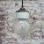 Vintage Industrial Brass Pendant Light in White Porcelain and Clear Glass For Sale - Image 6 of 8