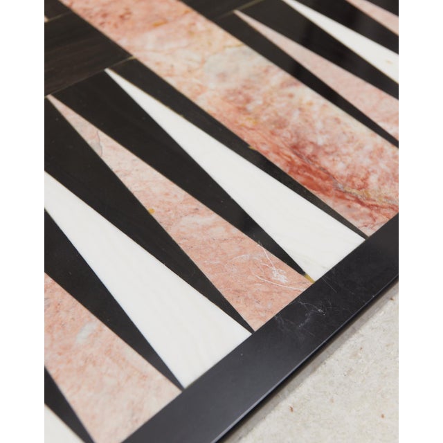 Large Pink Marble Inlay Backgammon Game Board For Sale In Dallas - Image 6 of 10