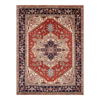 Pasargad Home Serapi Rust/Navy Area Rug - 8' 0'' X 9'10'' For Sale