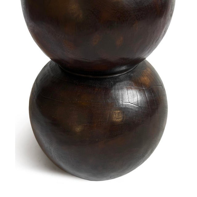 Espresso Solid Wood Ball Side Table For Sale In Los Angeles - Image 6 of 9