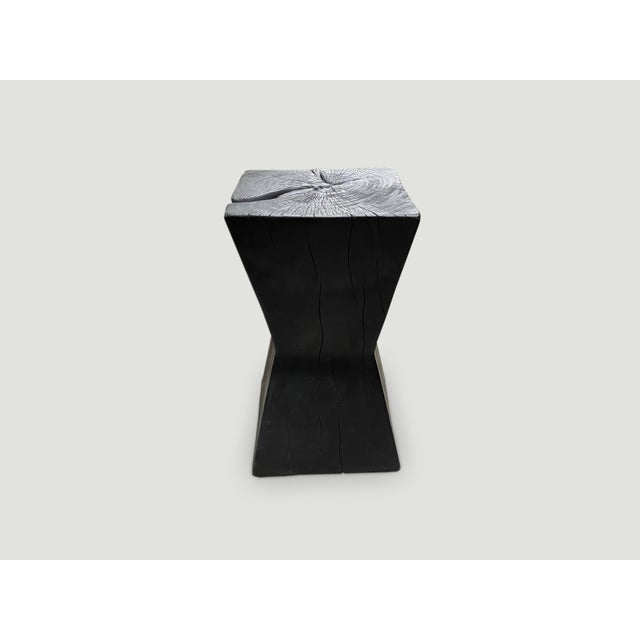 Andrianna Shamaris Charred Hourglass Tamarind Wood Side Table For Sale - Image 4 of 18