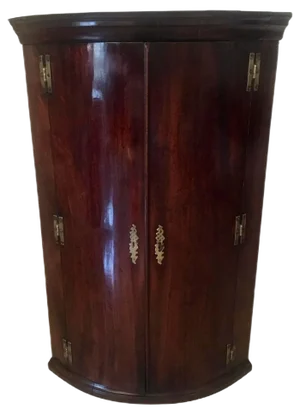 Antique George III Mahogany Hanging Bow-Front Corner Cabinet
