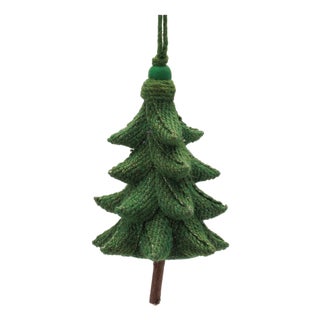 Rustic Tree Ornaments (Set of 4)  5.5" Plastic with Jute Hangers For Sale