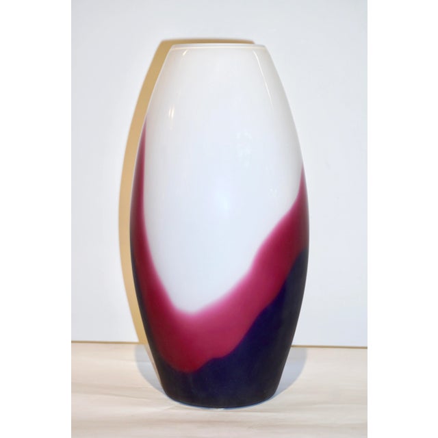 Formia Murano Formia 1980 Italian Vintage Purple Blue White Murano Glass Sleek Design Vase For Sale - Image 4 of 10