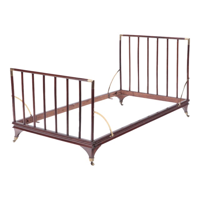 1900s English Brass Mounted Mahogany Campaign Bed For Sale