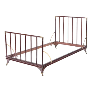 1900s English Brass Mounted Mahogany Campaign Bed