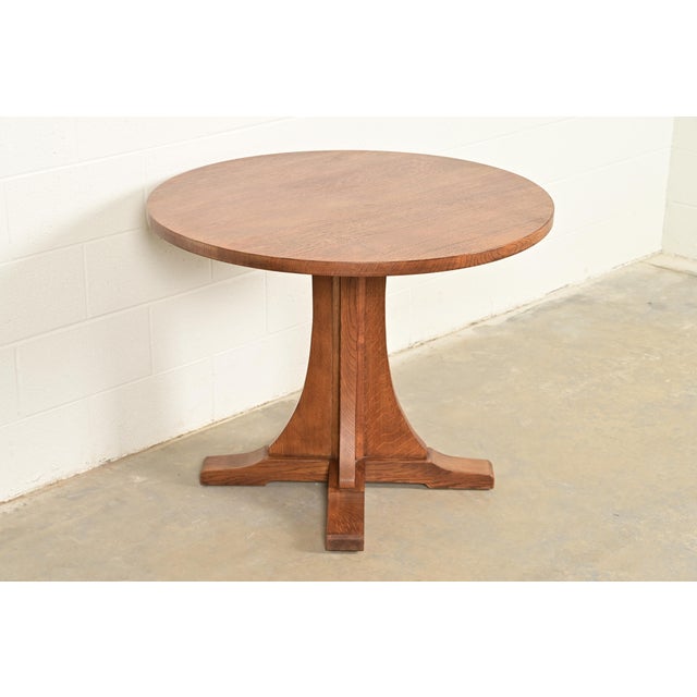 Mission Stickley Mission Oak Arts & Crafts Center Table or Breakfast Table For Sale - Image 3 of 10