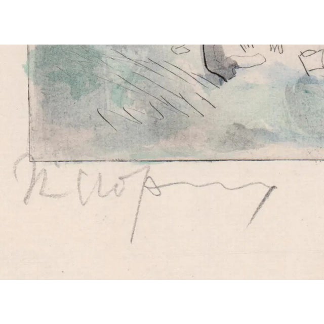 Rudolph Grossman (1882-1941), etching with watercolor, pencil signed lower left and numbered 'No 9' at right lower corner.