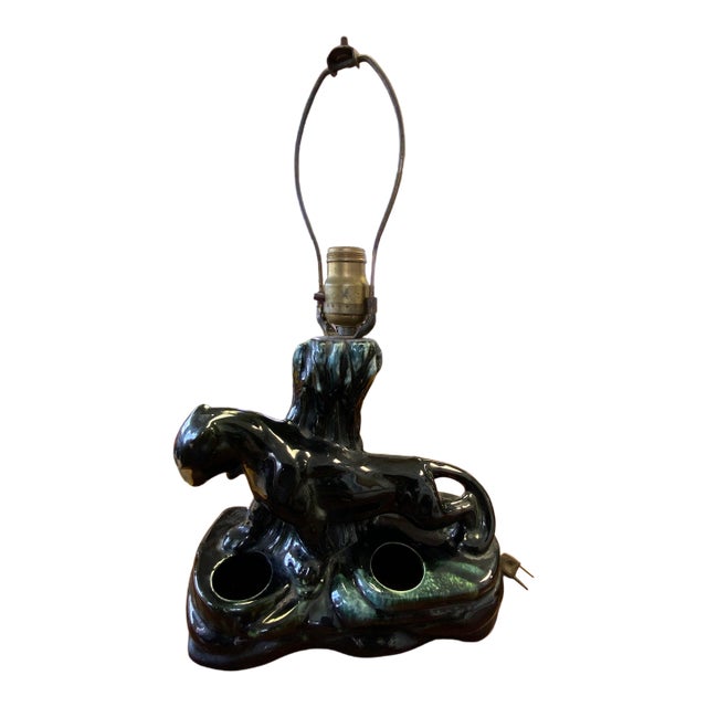 Mid 20th Century Crouching Panther Tv Lamp For Sale