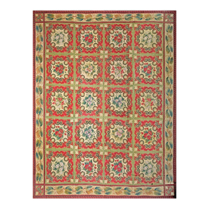 1880s Multicolor Floral Antique French Needlepoint Rug 11'10" X 14' Flatweave Wool Carpet