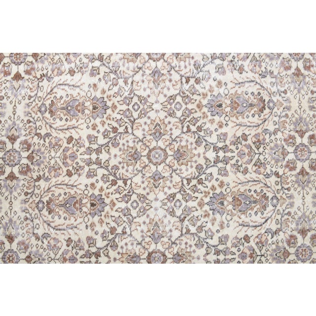 Vintage Turkish Hand-Knotted Wool Cotton Beige Area Rug For Sale - Image 9 of 10