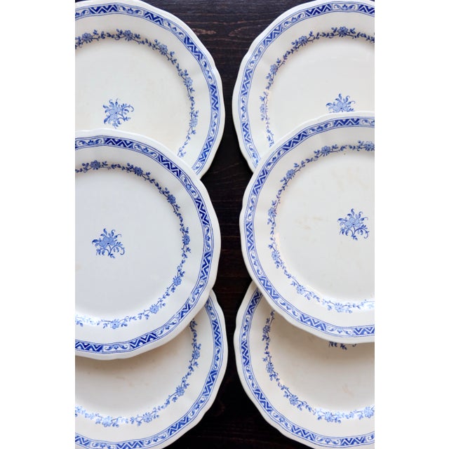 Vintage Dinner Plates with Royal Pattern from Gien, 1940s, Set of 6 For Sale - Image 3 of 9