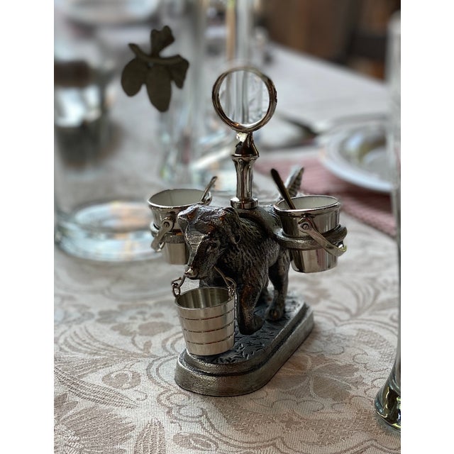 American English Foxhound Condiment Set Silver- Plated Dog Table Caddy With Salt and Pepper Pots For Sale - Image 3 of 4