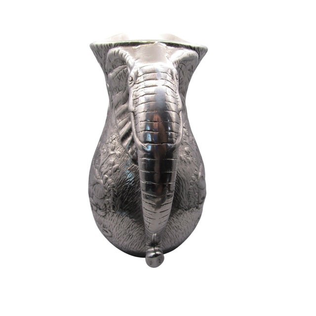 Late 20th Century Vintage Arthur Court 1980 Cast Aluminum Elephant Embossed Pitcher Jungle Safari Design For Sale - Image 5 of 11