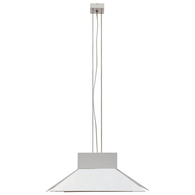Metal Large Scandinavian Adjustable Metal White Pendant, 1980s For Sale - Image 7 of 7