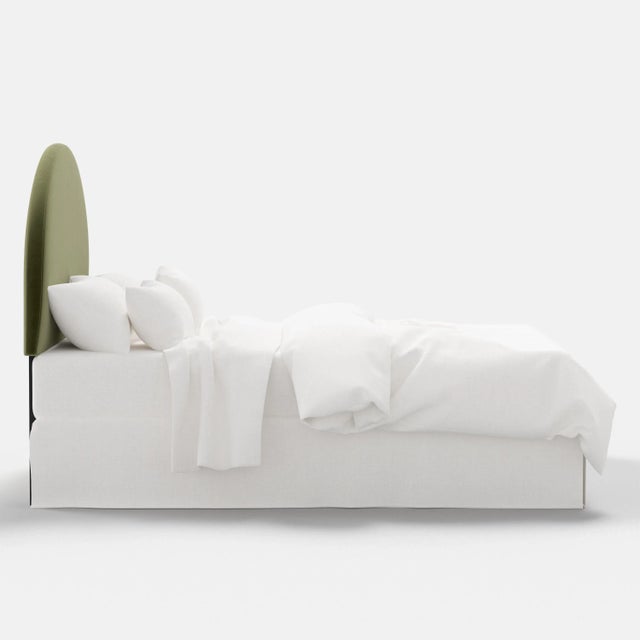 Transitional Monroe Olive Velvet Headboard, Queen For Sale - Image 3 of 5