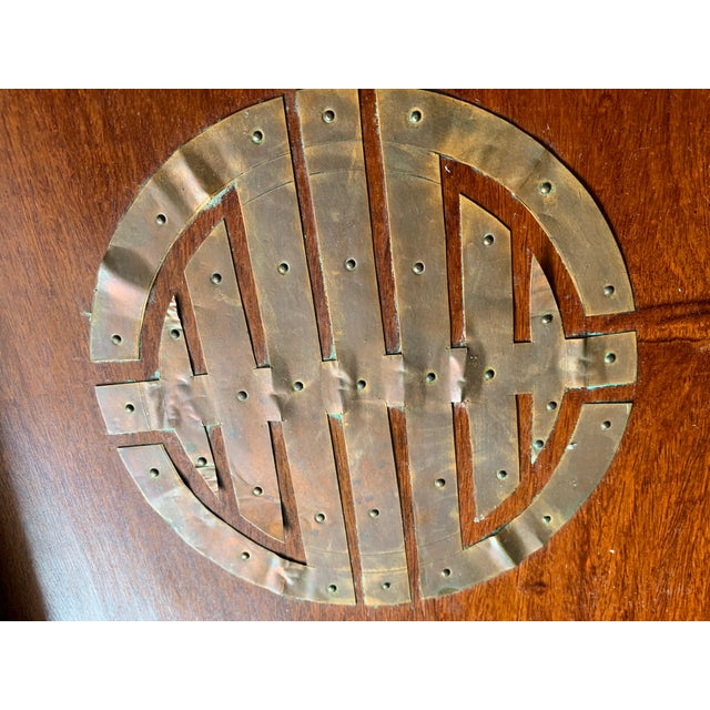 Vintage Asian Rosewood Serving Tray With Brass 3 Pieces Mid Century For Sale - Image 12 of 12