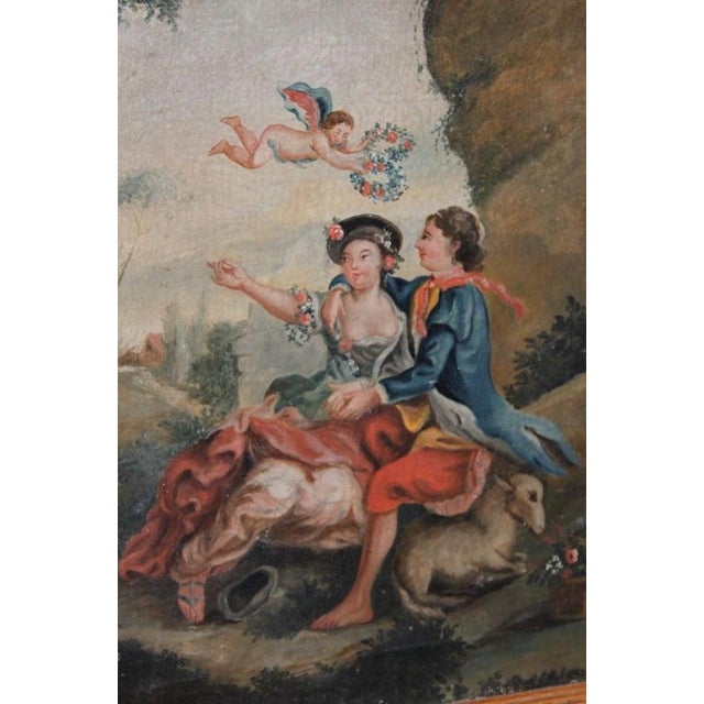 19th Century French Provincial Walnut Trumeau Mirror With Painting For Sale In Los Angeles - Image 6 of 8