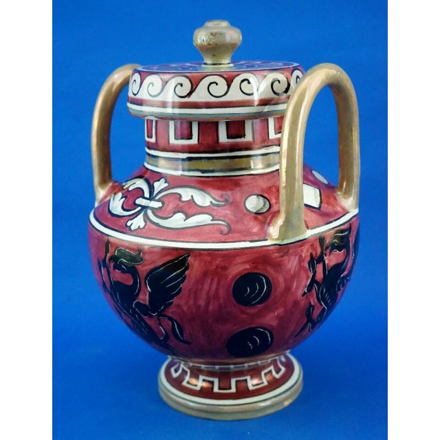 Black Majolica Lustre Ceramic Vase with Griffin by Angelo Pascucci of Icap Gualdo Tadino, Italy, 1920s For Sale - Image 8 of 18