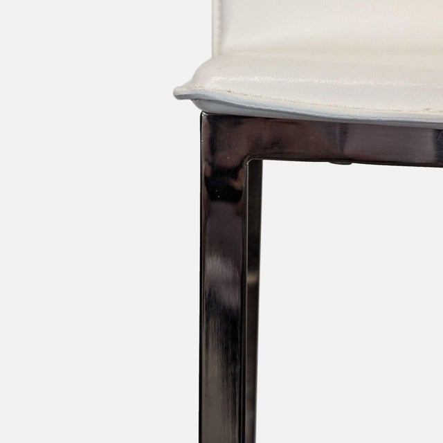 Metal Cb2 Faux Leather Bar Stool For Sale - Image 7 of 11